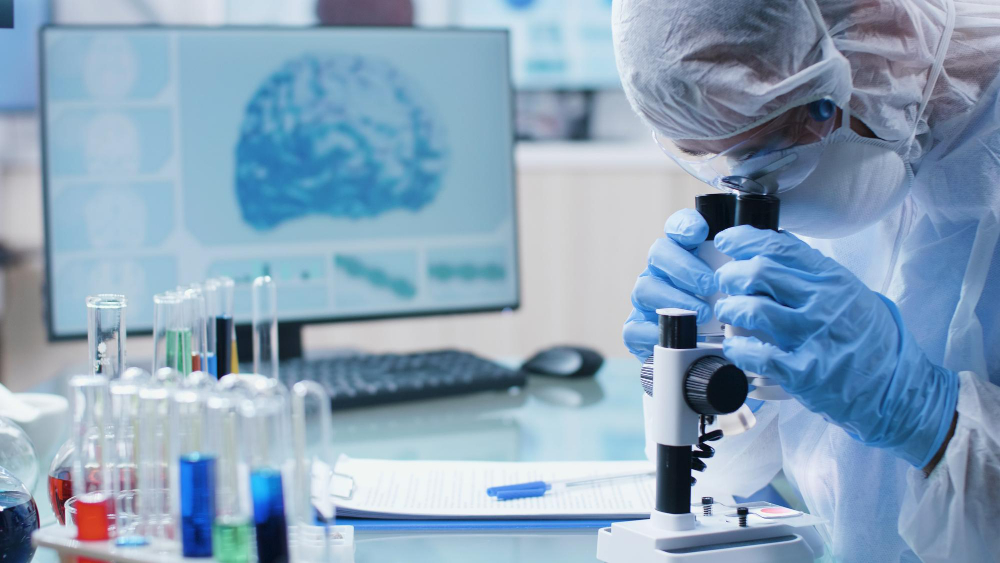 Laboratory specialist reviewing research data