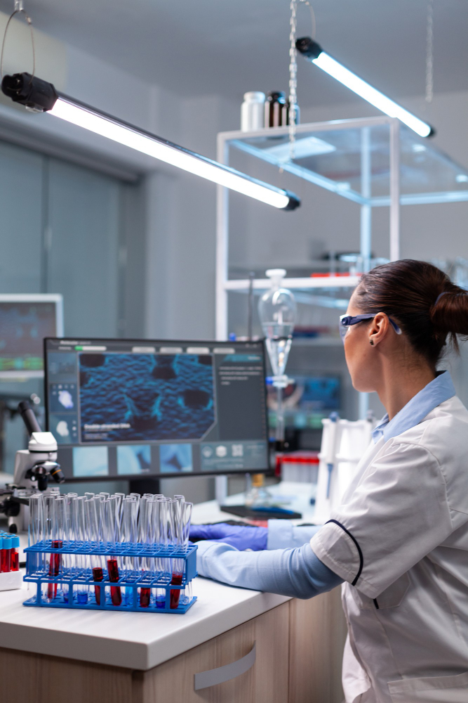 Scientist working with samples in a modern laboratory