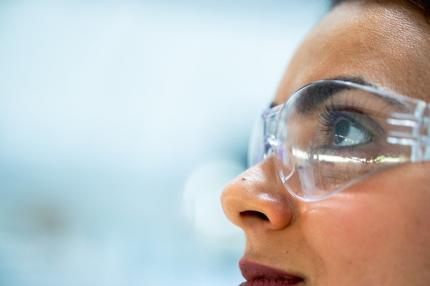 Scientist in protective goggles